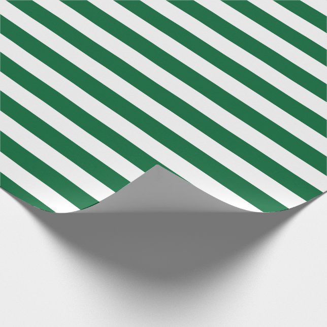 Hunter Green and White Stripes Pattern Wrapping Paper (Corner)