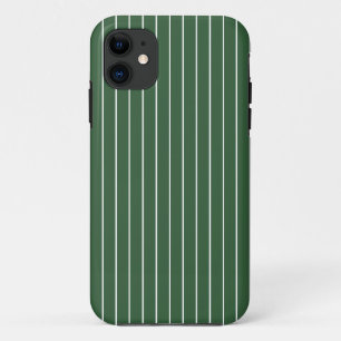 Hunter Green and White Thin Horizontal Striped Case-Mate iPhone Case