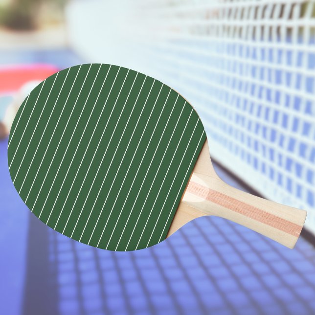 Hunter Green and White Thin Horizontal Striped Ping Pong Paddle (Creator Uploaded)