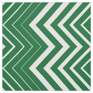 Hunter Green And White Zigzag Chevron Fabric