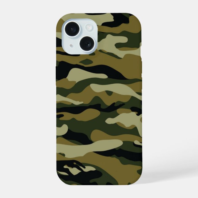 Hunter Green Camo iPhone 15 Case (Back)