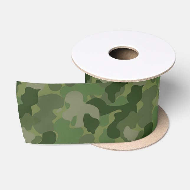 Hunter Green Camouflage Satin Ribbon (Spool)