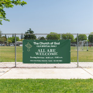 Hunter Green Church Banner With Logo