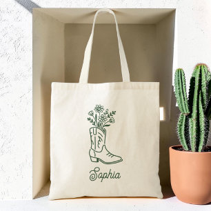Hunter Green Cowgirl Bach Bachelorette Bridesmaid Tote Bag