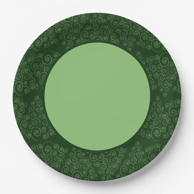 Hunter Green CurlyQue Christmas Tree Paper Plate (Front)