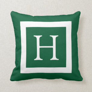Hunter Green Custom Monogram Cushion