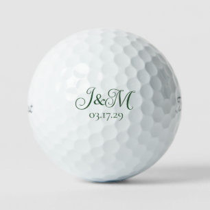 Hunter Green Custom Wedding Favours Initials Golf Balls