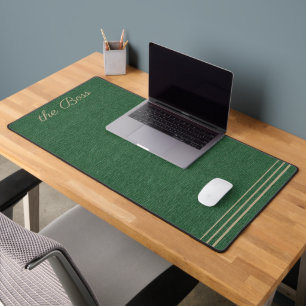 Hunter Green Denim Print, Khaki Accents Desk Mat