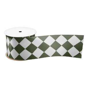 Hunter Green Diamond Pattern Satin Ribbon