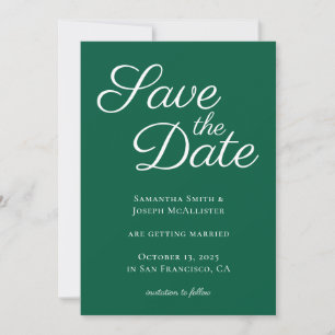 Hunter Green Elegant Calligraphy Save The Date