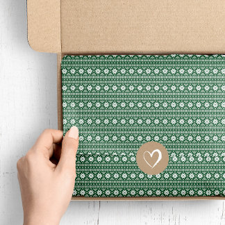 Hunter Green Fair Isle Christmas Sweater Pattern Tissue Paper