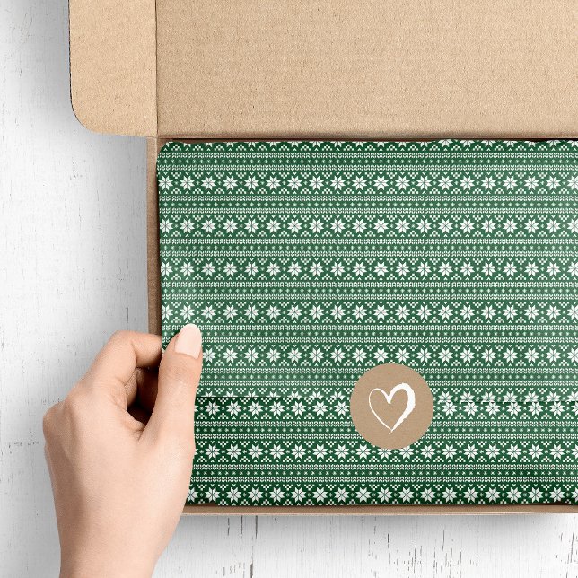 Hunter Green Fair Isle Christmas Sweater Pattern Tissue Paper (Creator Uploaded)