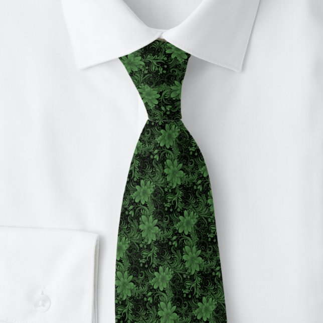 Hunter Green Floral Batik Tie (Creator Uploaded)