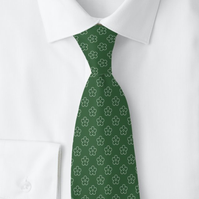 Hunter Green Flower Doodle Tie (Creator Uploaded)