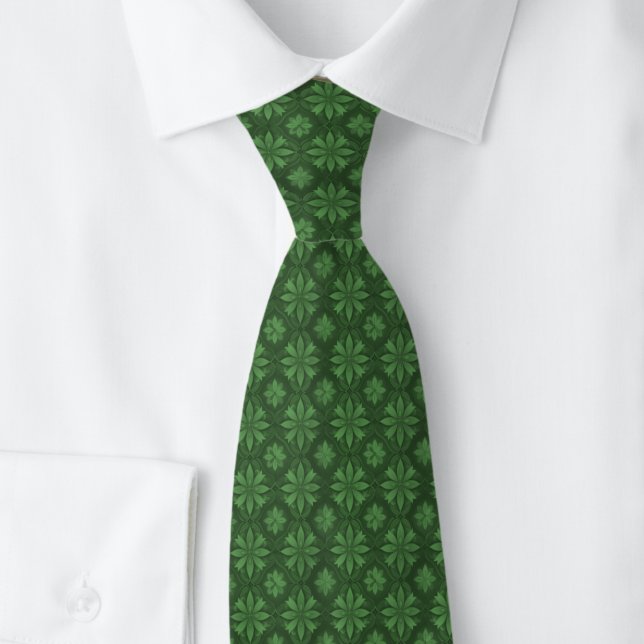 Hunter Green Geometric Floral Tie (Creator Uploaded)