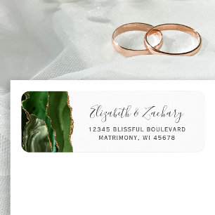 Hunter Green Gold Agate Wedding Return Address