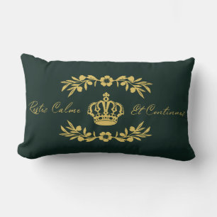 hunter green gold French Script Keep Calm Carry On Lumbar Cushion