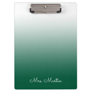 Hunter Green Gradient Personalised Teacher Clipboard
