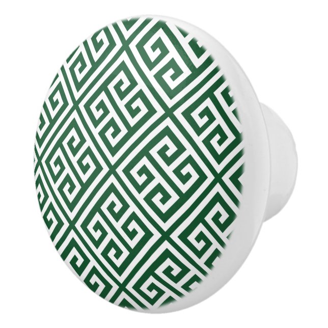 Hunter Green Greek Key Ceramic Knob (Right)