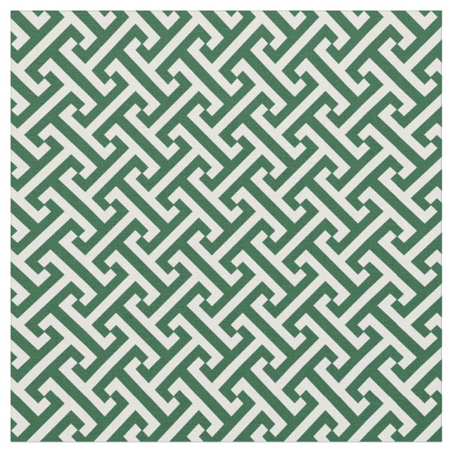 Hunter Green Greek Key Pattern Fabric (Close Up)