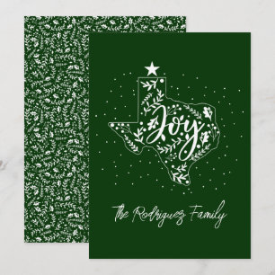 Hunter Green Joy Holiday Leaves Texas Shape Card