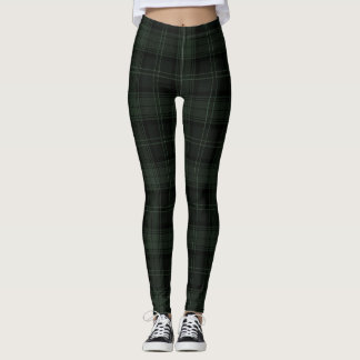 Hunter Green, Log Cabin, Marshland, Tartan; Plaid  Leggings