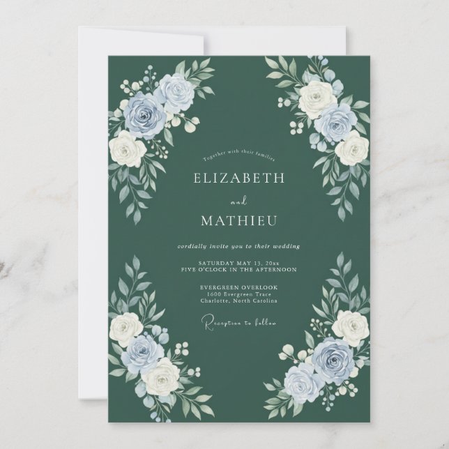 Hunter Green Lush Winter Wedding Invitation (Front)