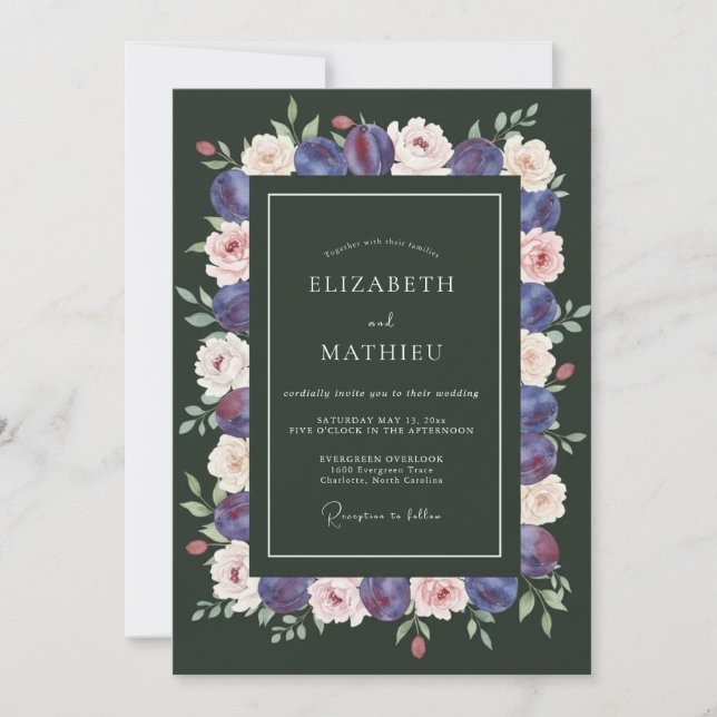 Hunter Green Majestic Winter Wedding Invitation (Front)