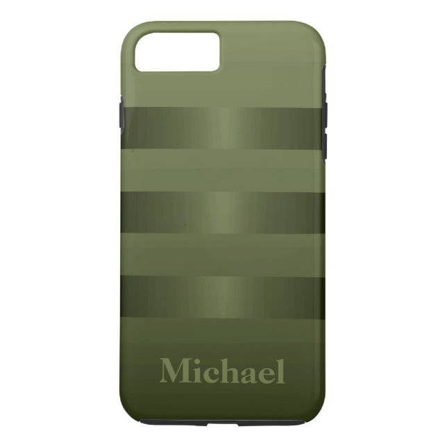 Hunter Green Manly Stripes Monogram Case-Mate iPhone Case (Back)