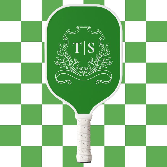 Hunter Green Monogram Classic Crest Pickleball Paddle (Hunter Green Monogram Classic Crest Pickleball Paddle)