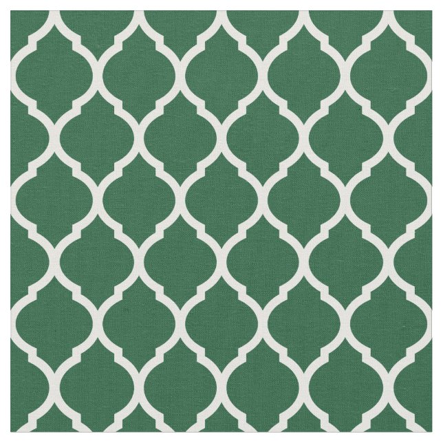 Hunter Green Moroccan Quatrefoil Fabric (Close Up)