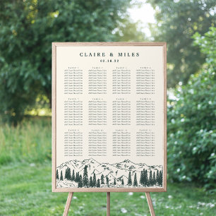 Hunter Green Mountain Sketch Wedding Seating Chart