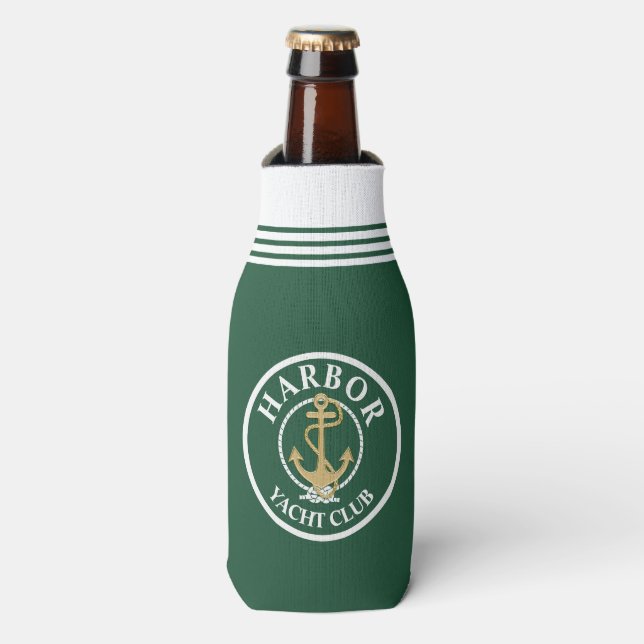 Hunter Green Nautical Bottle Cooler (Bottle Front)