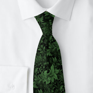 Hunter Green Ornate Botanical Tie