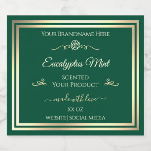 Hunter Green Product Label Gold Frame Vintage Rose