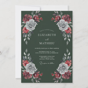 Hunter Green Regal Winter Wedding Invitation