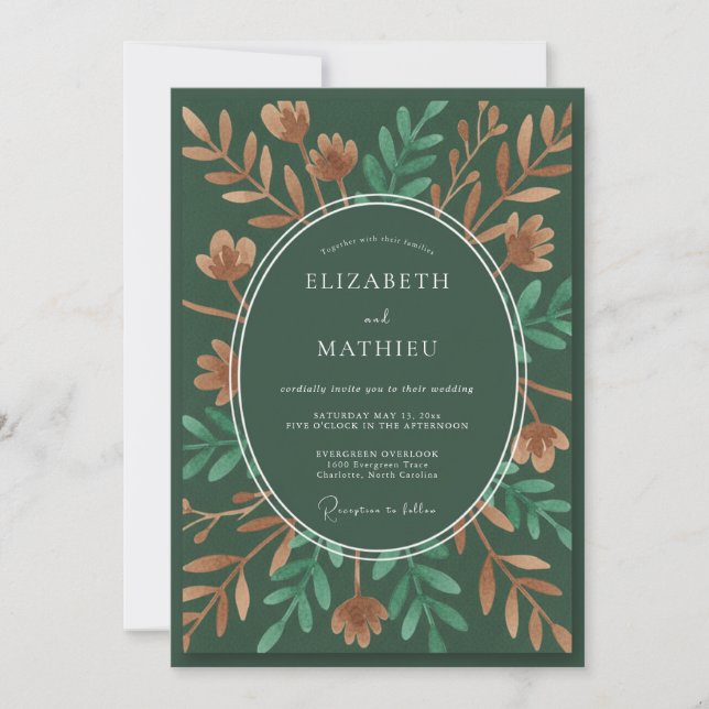 Hunter Green Resplendent Forest Wedding Invitation (Front)