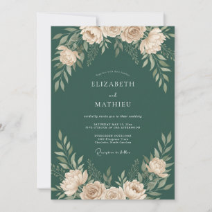 Hunter Green Sophisticated Woodland Wedding Invitation