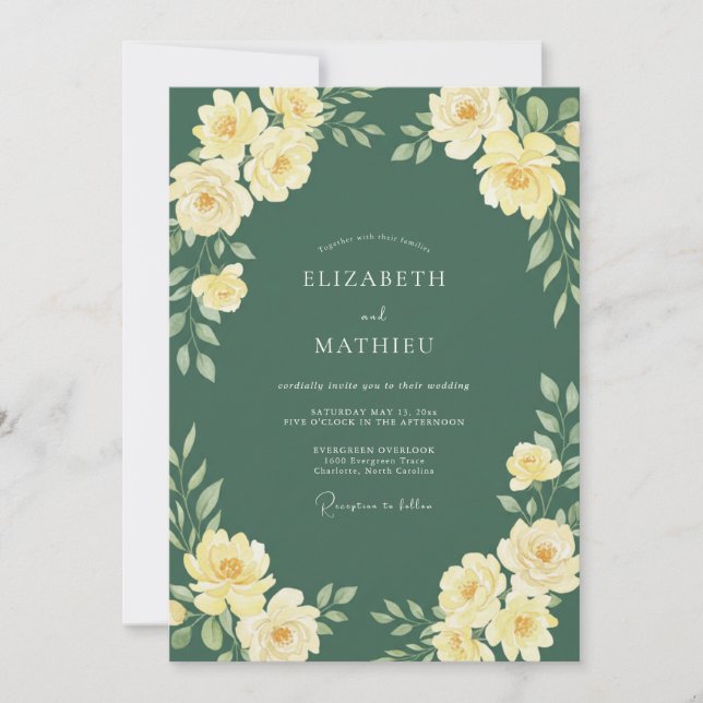 Hunter Green Splendid Forest Wedding Invitation (Front)
