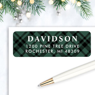 Hunter Green Tartan Plaid   Holiday Return Address