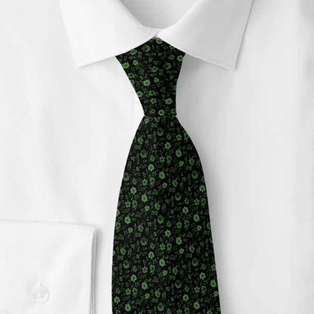 Hunter Green Tiny Flowers Tie (Creator Uploaded)