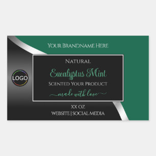 Hunter Green Wavy Silver Black Logo Product Labels
