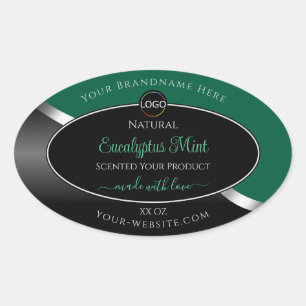Hunter Green Wavy Silver Black Logo Product Labels