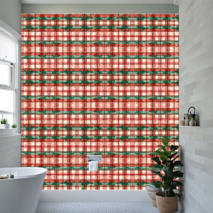 Hunter Green White and Red Plaid Wallpaper