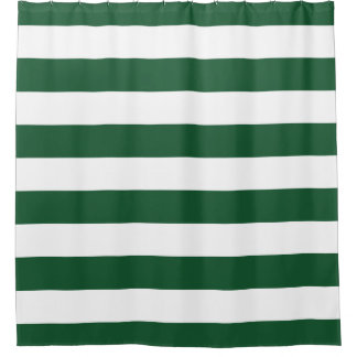 Hunter Green Wide Stripes Shower Curtain