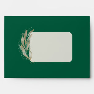 Hunter Green with Gold Leaf Christmas Envelope