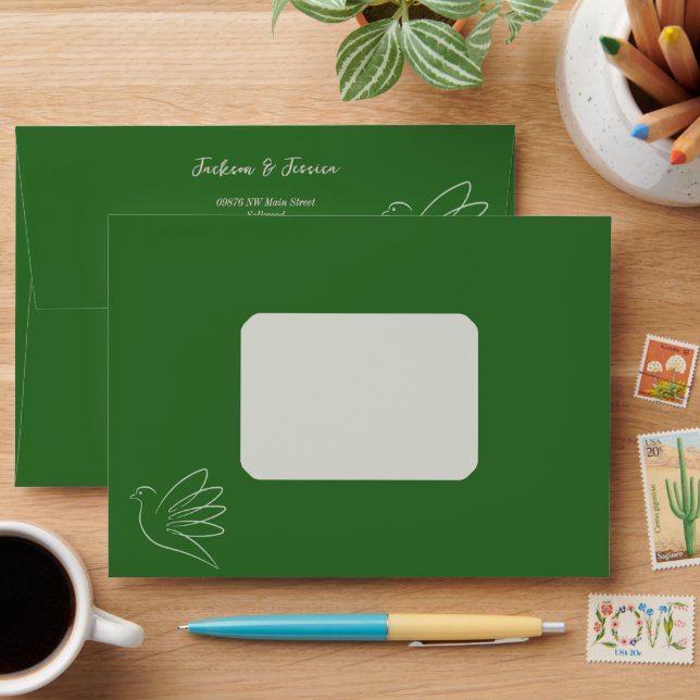 Hunter Green with Peace Dove Graphic  Envelope (Desk)