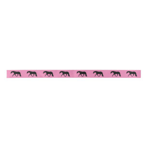 Hunter Horse Ribbon Black Satin Ribbon