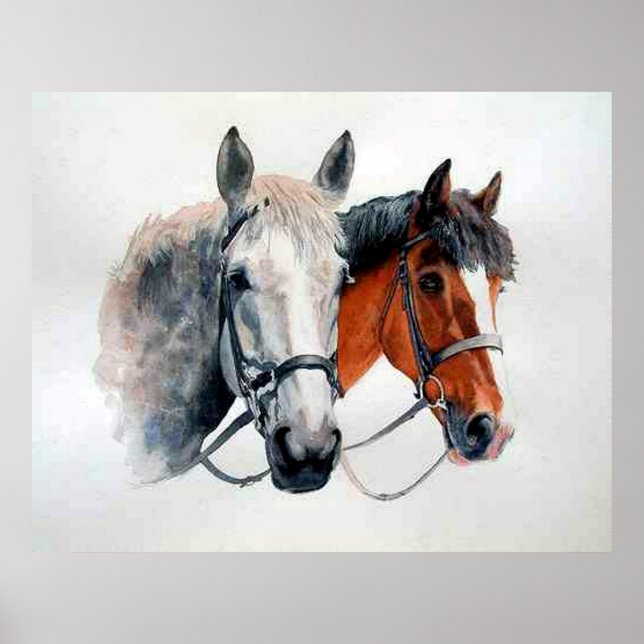 Hunter Horses Portrait Poster Print (Front)