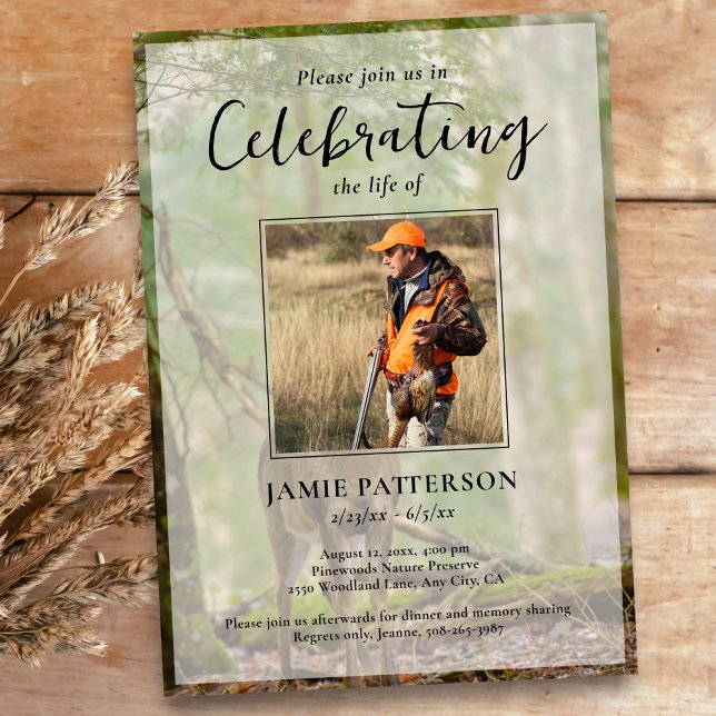 Hunter, Hunting Celebration of Life, Funeral Photo Invitation (Creator Uploaded)